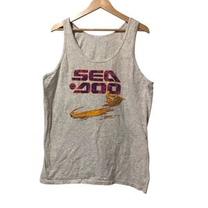 Vintage Sea Doo Graphic Tank Top Heather Gray Retro‎ Sleeveless Shirt